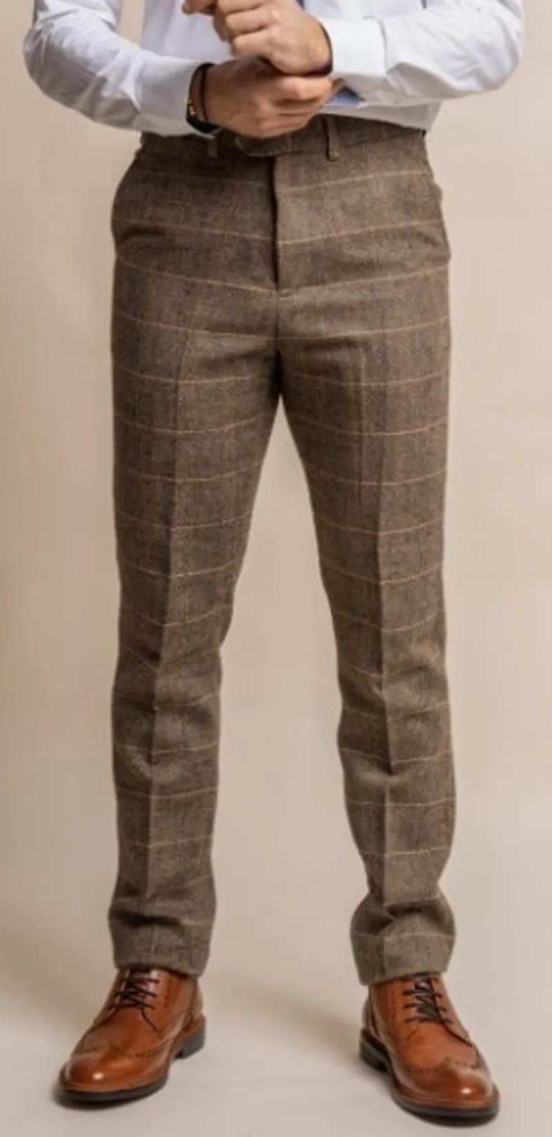 Cavani Albert Brown Tweed Look Trousers